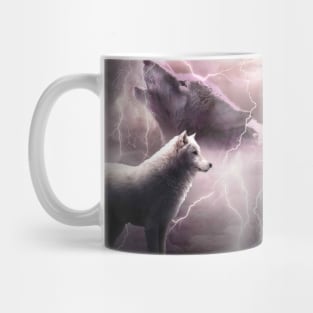 Lightning Wolf Howling At The Moon Mug